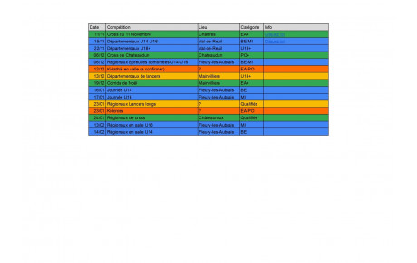 Calendrier provisoire compétitions hivernale 2026-2027