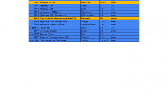 Calendrier compétitions estivales piste 2026 - (à jour)